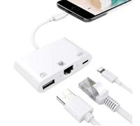 Adaptateur Ethernet Lightning vers RJ45 Adaptateur LAN avec câble réseau LAN Câble USB avec port de chargement white