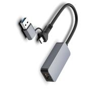 Adaptateur Ethernet USB 2500 m 2500 Mbps Fast Speed Networking Converter avec port RJ45 pour ordinateur portable, PC, ordinateur de bureau, alliage d'aluminium USB convertisseur réseau