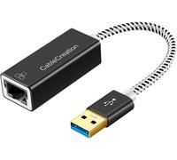 Adaptateur Ethernet USB 3.0 vers RJ45, [10cm/Tressé] Adaptateur Réseau USB Gigabit Ethernet à 10/100/1000 Mbps, Compatible avec Windows Macbook MacOs Mac Pro HP XPS Surface Pro etc, Noir