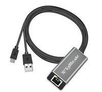 Adaptateur Ethernet USB (argent) pour Fire TV Stick Lite/4K/4K Max Firestick ou Chromecast avec connexion micro non type C, USB vers Ethernet RJ45, câble d'alimentation USB de 1 m, vitesses jusqu'à