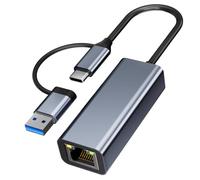 Adaptateur Ethernet USB C,Adaptateur USB Ethernet,1000Mbps 2-en-1 Us b-c ethernet,1Gbps Adap tateur RJ45 u-sb,Thunderbolt vers RJ45 Réseau LAN Compatible avec MacBook,iPad,iPhone,Surface,Windows,Linux