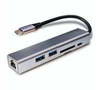 Adaptateur Ethernet USB-C avec port de charge 100 W et hub multiport - Adaptateur Gigabit Ethernet, 5 Go USB 3.0, SD/FT pour ordinateurs portables, MacBook, Chromebooks et plus encore