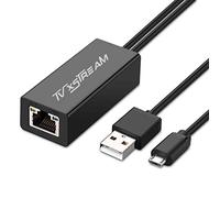 Adaptateur Ethernet USB (gris) pour Fire TV Stick Lite/4K/4K Max Firestick ou Chromecast avec connexion micro non type C, USB vers Ethernet RJ45, câble d'alimentation USB de 1 m, vitesses jusqu'à 100