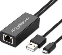 Adaptateur Ethernet USB (gris) pour Fire TV Stick Lite/4K/4K Max Firestick ou Chromecast avec connexion micro non type C, USB vers Ethernet RJ45, câble d'alimentation USB de 1 m, vitesses jusqu'à 100