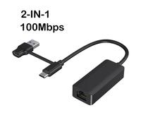 Adaptateur Ethernet USB Type C,1000Mbps,USB 3.0,RJ45,Carte Réseau pour MacPle,PC,Windows,XP,7,8,10,Android,Câble Internet Lan - Type 100Mbps 2-in-1