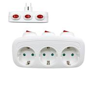 Adaptateur Europe - Prise Européenne à Trous Ronds,Multiprise Universelle Voyage 3 Ports avec Connecteur Secteur pour Maison Bureau Cuisine Voyageurs Internationaux