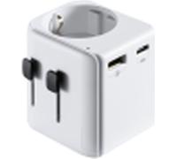 Adaptateur, Ewent Adapter Universal de Travel, Adaptateur universel sur anglais (Schuko) avec 1 port USB type C + 1 port USB, pour USA,UK,AUS,China,Canada,Japan et plus de 100 pays