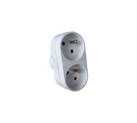 Adaptateur facade Biplite ZENITECH 16A 230V 2 sorties 2P+T Blanc en polycarbonate
