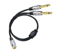 Adaptateur Femelle Jack 3,5mm vers 2x Mâle 6,35mm,Mono Câble Audio Mini 3.5 Stereo Connecteurs,Séparateur TRS vers double 6.35 TS pour Mixeurs,Haut-parleurs,Plaqués Or Coque Métallique Durable,50 cm
