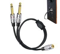 Adaptateur Femelle Jack 3,5mm vers 2x Mâle 6,35mm, Mono Câble Audio Mini 3,5 Stereo Connecteurs, Y Splitter 3,5mm (1/8 Pouce) TRS vers double 6,35mm (1/4 Pouce) TS Câble pour Mixeur Haut-parleur 50cm