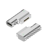 Adaptateur femelle Type-C vers MagSafe 2 compatible avec Apple MacBook ¿ coudé latéral en alliage de zinc, alliage d'aluminium argenté, puce déclencheuse PD