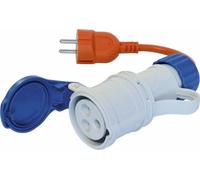 Adaptateur fiche mâle 2P+T avec prise femelle à clapet CE17 230V FANTON - 03266