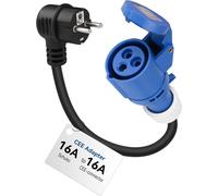 Adaptateur Fiche Mâle Schuko Vers Prise Femelle Cee P17 16a 2p+T (50 Cm,Ip44,Max. 16a,3g2,5mm²)-Adaptateur Schuko Pour Borne De Recharge Mobile Et Chargeur De Voiture Électrique