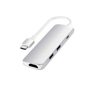 Adaptateur Fin Multi-ports Type-C en Aluminium avec port de chargement USB-C, HDMI 4K, USB 3.0 compatible avec MacBook Pro 2