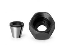Adaptateur Fraise à Bois en Acier au Carbone Pince Serrage Précise Écrou Adapté pour Machine à Bois pour Usage Industriel Léger, 6.35MM/1/4 (avec écrou)