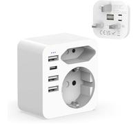 Adaptateur Francais France vers UK avec Prise Anglais European and Schuko Type G Pour Une Utilisation Au Royaume-Uni Et En Irlande
