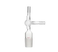 Adaptateur Gaz 3 Voies Borosilicaté Joint Rodé Cannelé-34# Robinet PTFE | Adaptateur Borosilicaté 3 Voies Tube Joint Rodé Rinçage Gaz Inerte Technicien