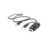 Adaptateur Gembird A-HDMI-VGA-02 : Conversion HDMI vers VGA (D-Sub) + Audio 3.5mm, Résolution max. 1920x1080@60Hz, HDMI v.1.4, Noir, 22x44x15mm, 15g