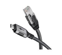 Adaptateur Goobay 70696 USB-C vers RJ45 Mâle-Mâle 1m, USB 3.2 Gen 1, Cat6 F/UTP (FTP), 1 Gbit/s, Contacts Nickel, Noir/Argent