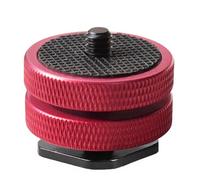 Adaptateur Griffe Flash vers 1/4"-20 Rouge - Écrou de Blocage Rond Élargi avec Patin en Caoutchouc Antidérapant - Support Griffe Froide Professionnel pour Moniteurs, Éclairages LED et Micros