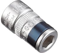 Adaptateur HAZET 2250-1 I avec sécurité à ressort - pour un maintien sûr des embouts, sortie : six pans 6,3 (1/4 pouce), entraînement : carré 6,3 mm (1/4 pouce), fabriqué en Allemagne'.