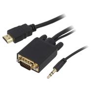 Adaptateur HDMI 1.4 prise male D-Sub 15pin HD prise male Jack 3.5mm prise male Full HD 1.8m - noir