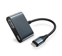 Adaptateur HDMI 2 en 1 pour iPhone, Streaming et connecteur de Charge, Adaptateur AV numérique 1080p, écran de synchronisation pour iPhone/iPad, Prise en Charge du Phone