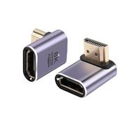 Adaptateur HDMI à 90 degrés 8K, 2 paquets de support d'adaptateur d'extension mâle et femelle HDMI 2.1 à angle droit 48gbps 8K@60Hz, 4K@120Hz, HDR, EARC courbe vers le Haut (Down Bend)