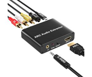 Adaptateur HDMI ARC, Extracteur audio ARC avec TOSLINK SPDIF/Coaxial numérique optique et 3,5 mm L/R stéréo Convertisseur audio HDMI ARC vers RCA Compatible avec la barre de son HDTV Amplificateur