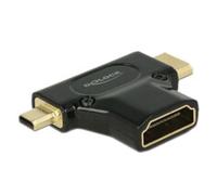Delock adaptateur hdmi mini-c (m) + hdmi micro-d (m) -> hdmi (f) 4k high speed ??ethernet 65666
