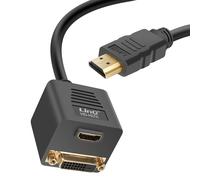Adaptateur HDMI Mâle vers DVI-D Femelle et HDMI Femelle Compact LinQ Noir