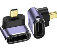 Adaptateur HDMI Micro 8K à Angle Droit,2 Paquets de convertisseur bidirectionnel 90 degrés vers Le Bas Micro HDMI mâle vers HDMI 2.1 Femelle(Down Bend)