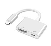 Adaptateur HDMI pour iPhone, Adaptateur AV numérique HDMI Lightning 1080P Video Audio Sync Screen Converter avec connecteur de Charge Lightning pour TV/HDTV/Moniteur/projecteur iPhone/iPad