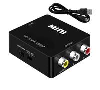 OcioDual Adaptateur Unidirectionnel HDMI vers AV, Audio Stéréo et Vidéo 1080p PAL/NTSC, pour PC, TV, Convertisseur avec Câble d'alimentation, HDMI2AV, CVBS 3 RCA, Couleur Noire