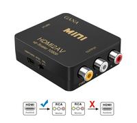 Adaptateur HDMI vers RCA, GANA 1080P HDMI vers AV 3RCA CVBs Composite Video Audio Converter Supporting PAL/NTSC with USB Charge Cable (Black)