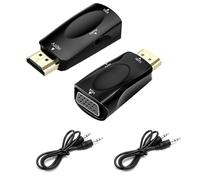 Adaptateur HDMI vers VGA 2 Pièces avec Câble Audio - Convertisseur HDMI VGA 1080P Full HD avec Jack 3.5mm, Compatible PC, Ordinateur Portable, Moniteur, Projecteur, PS4, MacBook, Xbox, TV Box