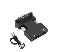Adaptateur HDMI vers VGA HD 1080P avec câble Audio 3,5 mm for PC, Ordinateur Portable, TV, projecteur. Convertisseur HDMI vers VGA(Balck with Cable)