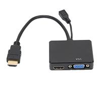 Adaptateur HDMI vers VGA HDMI, Répartiteur HDMI 1 Entrée HDMI VGA HDMI 2 Sortie, Double Affichage 1080P Convertisseur HDMI vers HDMI VGA(Noir)