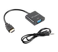 Adaptateur HDMI vers VGA - Lanberg - AD-0017-BK - Noir - 0,2 m - Inclut Jack 3,5 mm