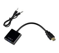 Tera Câble Adaptateur 1080P HDMI mâle vers VGA femelle avec jack 3,5mm et câble audio pour ordinateur, XBOX360 et moniteur (Noir)
