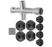 Adaptateur Hexagonal de Roue RC, Adaptateur Hexagonal de Roue de Camion de Voiture RC 12mm 1/10 + écrou Antidérapant + Boulon + Clé Croisée Pièce de Jouet Modèle RC(Noir)