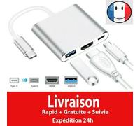 Adaptateur Hub 3 en 1 - ZISONIX - Type C vers HDMI 4K - USB 3.0 - Charge USB-C