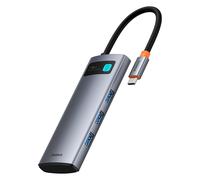 Adaptateur HUB 7 en 1 Métal Brillant USB-C HDMI USB-A USB-C PD SD microSD - gris