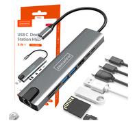 Adaptateur Hub 9w1 USB-C HDMI RJ45 Fast Ethernet SD pour Macbook Air Pro M1 M2 M