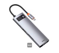 ADAPTATEUR HUB BASEUS 8 EN 1 TYPE-C HDMI RJ45 100W METAL GLEAM