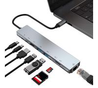 Adaptateur Hub multifonctionnel de Type C vers HDMI 4K, 8 en 1, RJ45 USB 3.0 TF PD, chargeur compatible