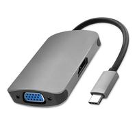 Adaptateur hub Qoltec USB-C 3.1 2 en 1 | HDMI 4K | VGA
