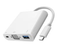 Adaptateur hub Qoltec USB-C 3.1 3 en 1 | USB 3.0 | VGA | USB-C 3.1 PD 92 W