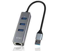 Adaptateur Hub USB 3.0 Ethernet, JESWO 4 in1 Adaptateur USB Rj45 en Aluminium avec Port LAN RJ45 Gigabit, 3 Ports de données USB 3.0 pour Windows 10/8, Mac OS, iPad OS, Chrome OS, Linux Kernel 2.6.14…