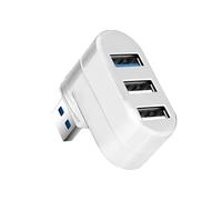 Adaptateur Hub USB 3.0, Rotation à 180 °, Lecteur de Disque U Haute Vitesse, séparateur 3 Ports USB 2.0 for Ordinateur PC Portable Mac Mini, Accessoires(White 3.0)